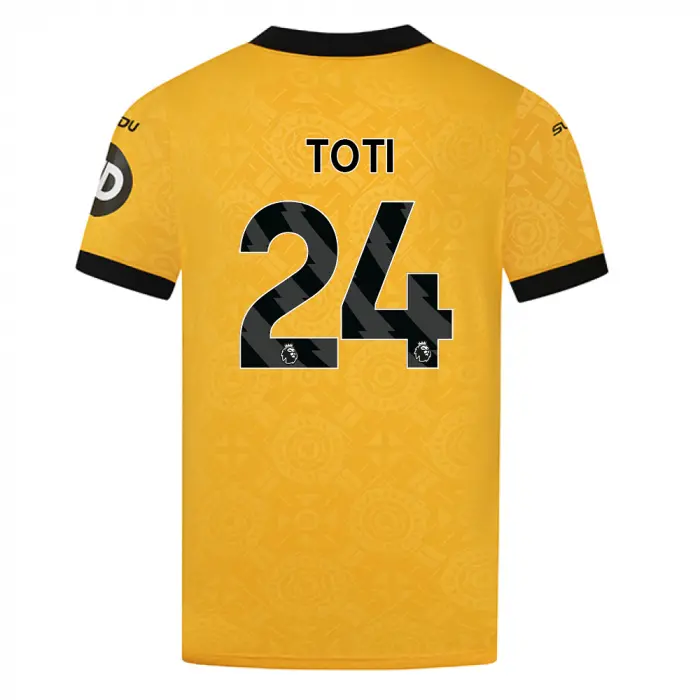 Wolverhampton Wanderers Shirt Store | 2025-26 Wolves Home Shirt – Adult TOTI 24 Collection Wolverhampton Wanderers Official Gear